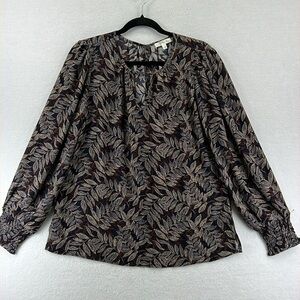 Nine Britton (Stitch Fix) Women’s Blouse Sz S Navy/Brown/Tan Polyester NWT